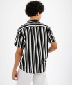 Chemise manches courtes et col cubain en viscose rayée homme
